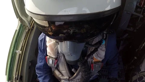 The camera on the helmet of the pilot Stock Footage 74019884
