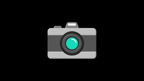 Camera icon 3D render cute plastic style digital camera dark background 4k. Video stock 346407046