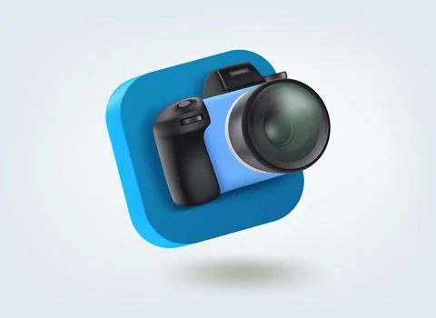 Camera icon. 3d vector mobile application icon Stock Illustration
