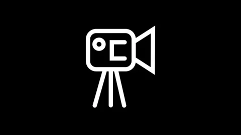 Camera icon and digital camera concept. video camera icon concept on black .. Stock Footage 293483588