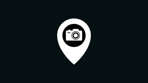 Camera icon and map pin. Video stock 231864457