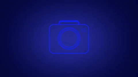 Camera icon animation with blue color. Camera icon digital photography symb.. Stock Footage 337617347
