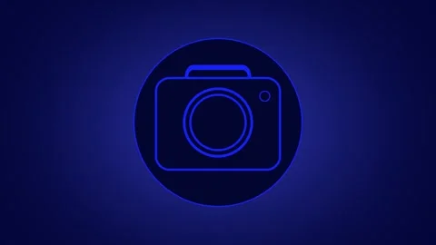 Camera icon animation inside a circle. Camera icon blue digital photography.. Stock Footage 337617348