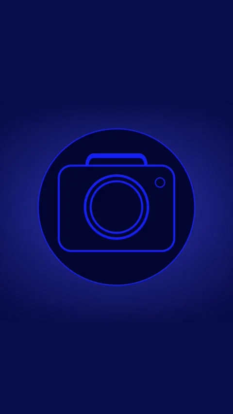 Camera icon animation inside a circle. Camera icon blue digital photography.. Stock Footage 346053764