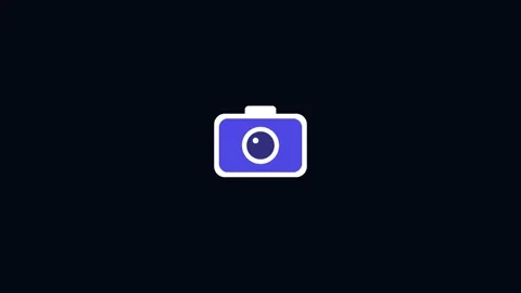 A camera icon on black background and with an image of green screen animated Stock Footage 346172485