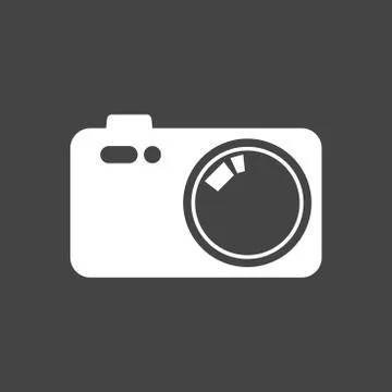 Camera icon on black background. Flat vector illustration. Stock Illustration
