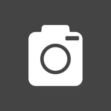 Camera icon on black background. Flat vector illustration. Stock Illustration