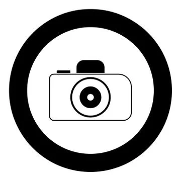 Camera  icon black color in circle Stock Illustration