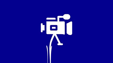 Camera Icon on Blue Background for Filmmaking Stock Footage 327761806