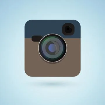 Camera icon blue color in vector Stock Illustration