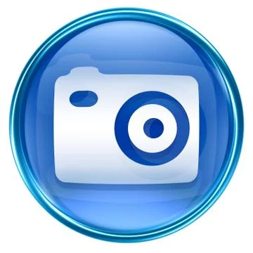 Camera icon blue, isolated on white background Ilustração Stock
