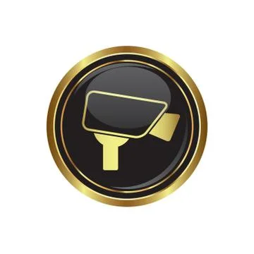 Camera  icon button gold Stock Illustration