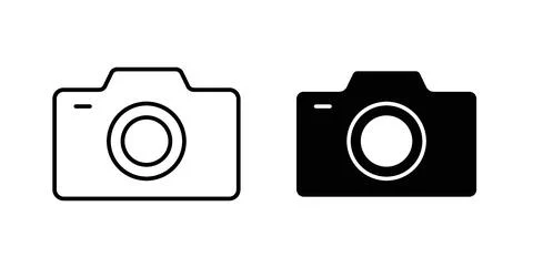 Camera icon collection in black, Line icons, flat symbols 스톡 일러스트
