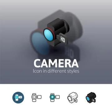 Camera icon in different style Illustrazione stock