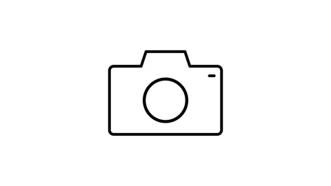 Camera icon displayed on a solid black background. Stock Footage 332759187
