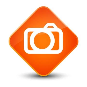Camera icon elegant orange diamond button Stock Illustration