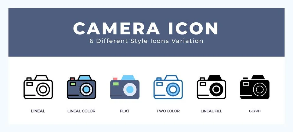 Camera icon in filled. thin line. outline stroke and flat style. イラスト素材