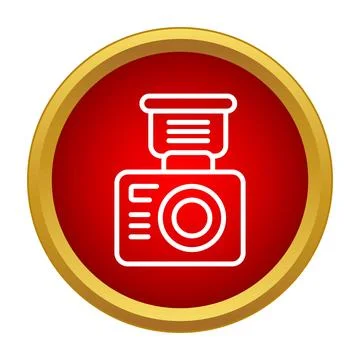 Camera icon with flash capturing a moment Stock Illustration
