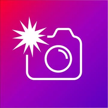 Camera icon with flash on the colored background. Editable Stroke Stock-Illustration