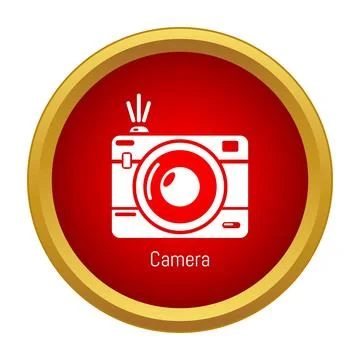Camera icon with flash in golden circle Stock Illustration
