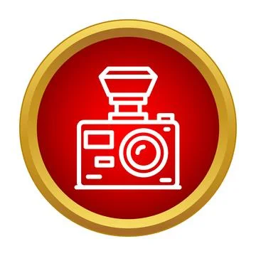 Camera icon with flash in red circle Stock-Illustration