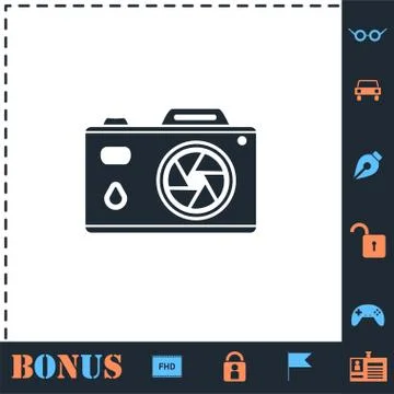 Camera icon flat Illustrazione stock