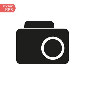 Camera icon, flat photo camera vector isolated. Modern simple snapshot photog Stock Illustration