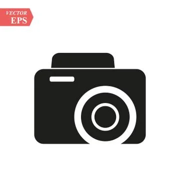Camera icon, flat photo camera vector isolated. Modern simple snapshot photog Stock Illustration