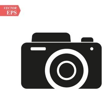 Camera icon, flat photo camera vector isolated. Modern simple snapshot photog Stock Illustration