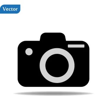 Camera icon, flat photo camera vector isolated. Modern simple snapshot photog Stock Illustration