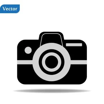 Camera icon, flat photo camera vector isolated. Modern simple snapshot photog Stock Illustration