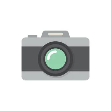 Camera icon in flat style. Photography vector illustration on isolated back.. Stock Illustration