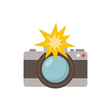 Camera icon in flat style. Photography vector illustration on isolated back.. Stock Illustration