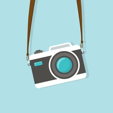 Camera icon in flat style. Photography vector illustration on isolated back.. Stock Illustration