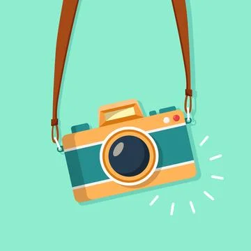 Camera icon in flat style. Photography vector illustration on isolated back.. Illustrazione stock