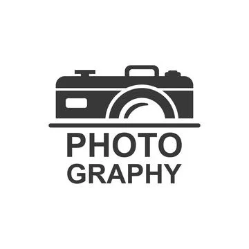 Camera icon in flat style. Photography text vector illustration on isolated.. Stock Illustration