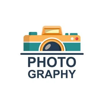 Camera icon in flat style. Photography text vector illustration on isolated.. Illustrazione stock