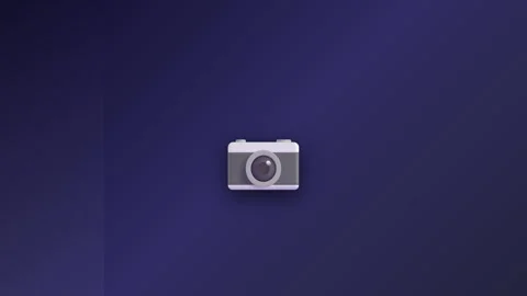 Camera icon floating and pulsing against a dark blue gradient Stock-Footage 345013328