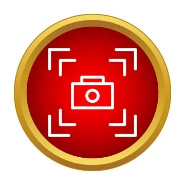 Camera icon with focus target in red circle Stock Illustration