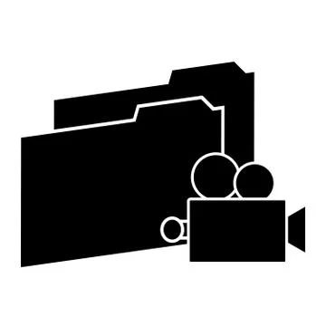 Camera icon with folders on white background. Vector illustration Stock Illustration