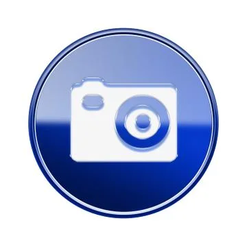 Camera icon glossy blue, isolated on white background Stock-Illustration