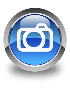 Camera icon glossy blue round button Stock Illustration