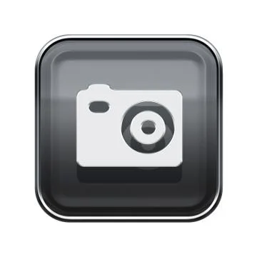 Camera icon glossy grey, isolated on white background Иллюстрация