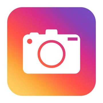 Camera icon on gradient background. Flat vector illustration. Ilustração Stock