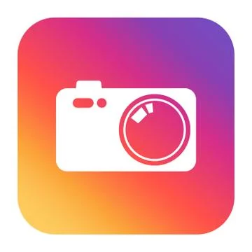 Camera icon on gradient background. Flat vector illustration. Illustrazione stock