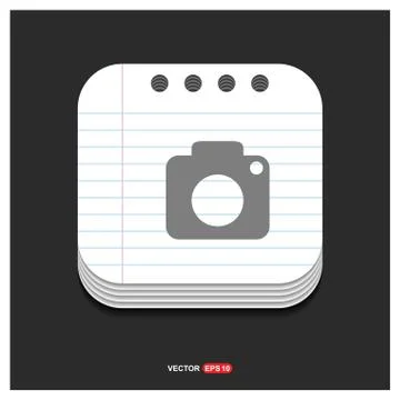 Camera Icon Gray icon on Notepad Style template Vector EPS 10 Free Icon Illustrazione stock