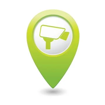 Camera icon green map pointer Stock Illustration