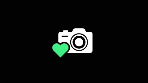 Camera icon with heart sign. Video stock 231864756