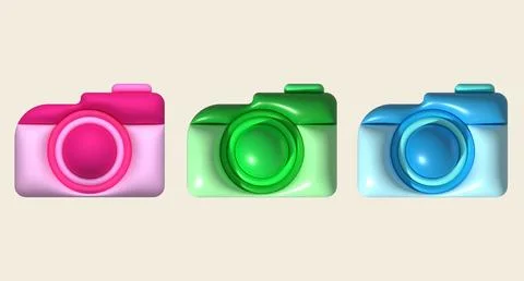 Camera icon illustration 3D for design work Stock Illustration
