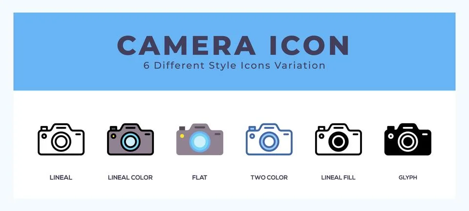 Camera icon illustration vector with different styles イラスト素材